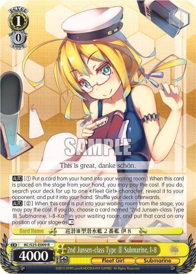 2nd Junsen class Type III Submarine I 8 KC/S25-E009 R KanColle Card