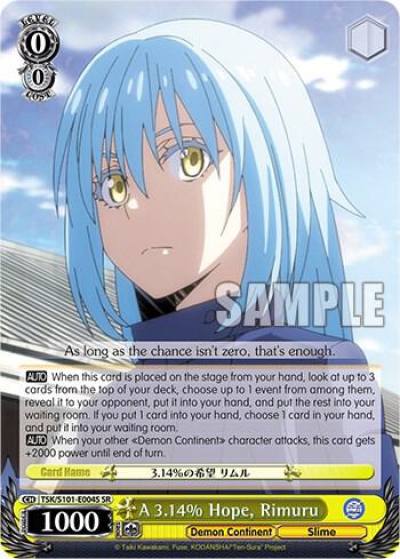 A 314pct Hope Rimuru SR TSK/S101-E004S SR That Time I Got Reincarnated as a Slime Vol.3 Card