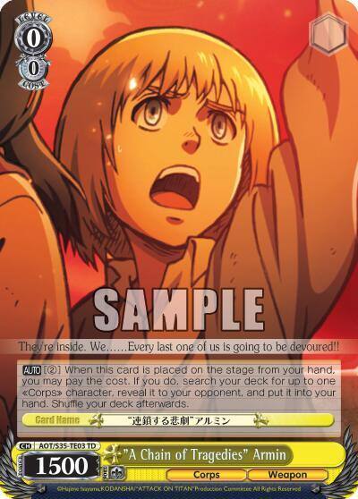 A Chain of Tragedies Armin AOT/S35-TE03 TD Attack on Titan Card