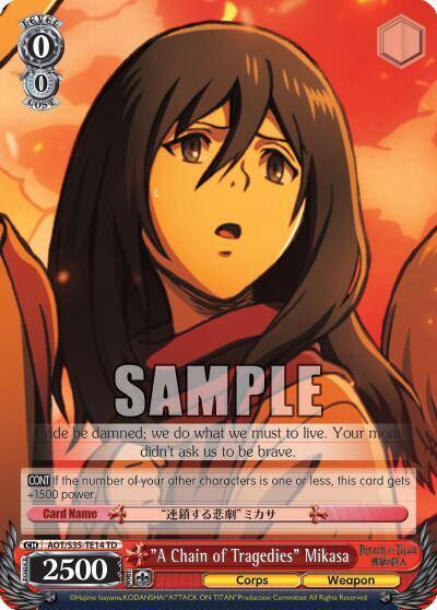 A Chain of Tragedies Mikasa AOT/S35-TE14 TD Attack on Titan Card