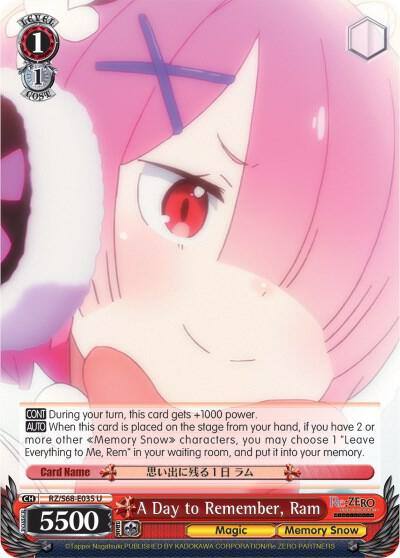 A Day to Remember Ram RZ/S68-E035 U Re:ZERO Memory Snow Card