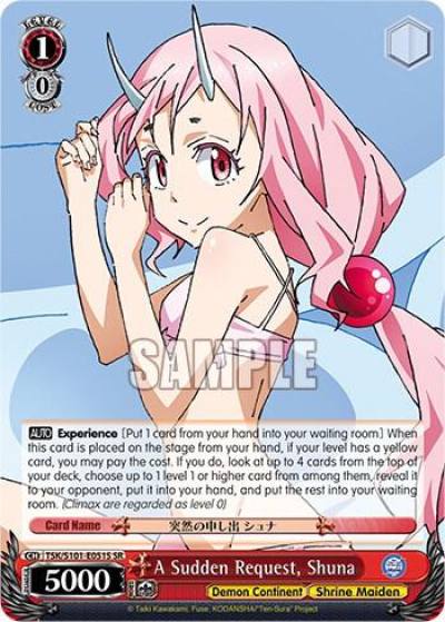 A Sudden Request Shuna SR TSK/S101-E051S SR That Time I Got Reincarnated as a Slime Vol.3 Card