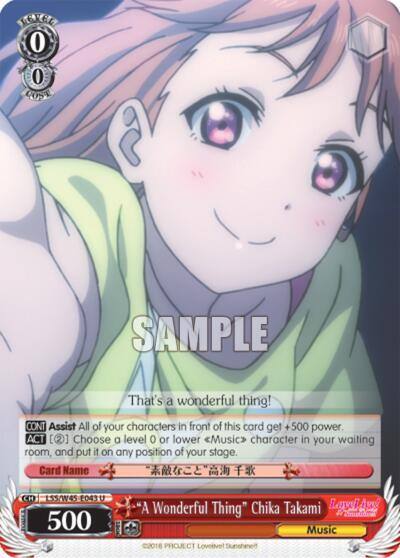 A Wonderful Thing Chika Takami LSS/W45-E043 U Love Live! Sunshine!! Card