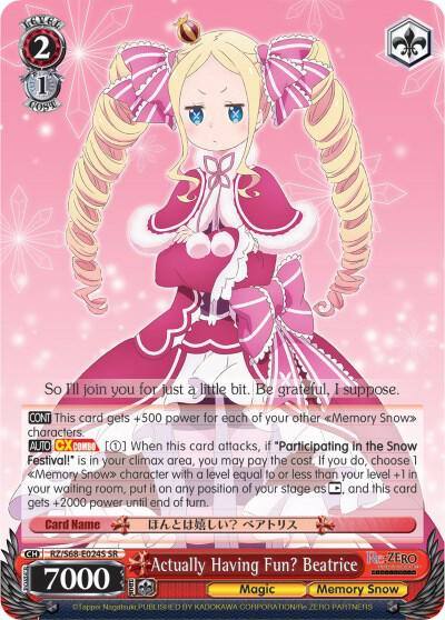 Actually Having Fun Beatrice SR RZ/S68-E024S SR Re:ZERO Memory Snow Card