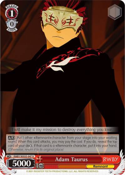 Adam Taurus RWBY/WX03-047 R RWBY Card