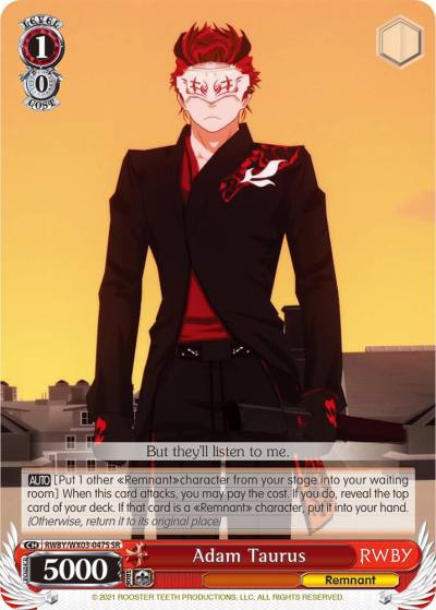 Adam Taurus SR RWBY/WX03-047S SR RWBY Card