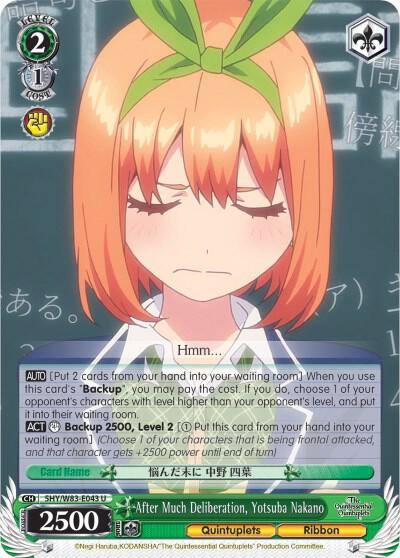 After Much Deliberation Yotsuba Nakano 5HY/W83-E043 U The Quintessential Quintuplets Card