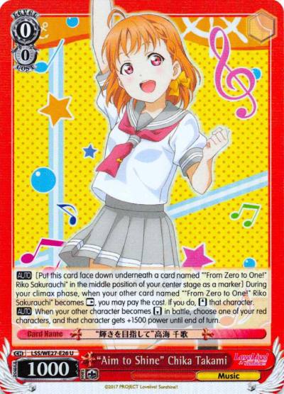 Aim to Shine Chika Takami Parallel Foil LSS/WE27-E26 U Love Live! Sunshine!! Extra Booster Card