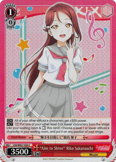 Aim to Shine Riko Sakurauch Parallel Foil LSS/WE27-E30 C Love Live! Sunshine!! Extra Booster Card