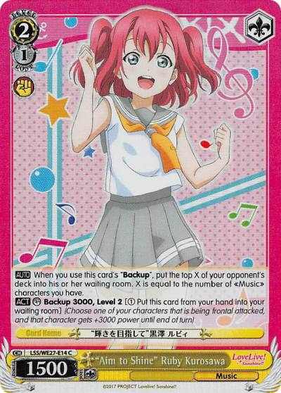 Aim to Shine Ruby Kurosawa Parallel Foil LSS/WE27-E14 C Love Live! Sunshine!! Extra Booster Card