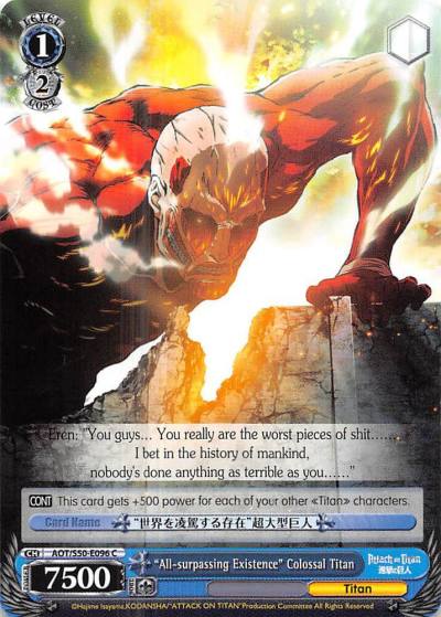 All surpassing Existence Colossal Titan AOT/S50-E096 C Attack on Titan Vol. 2 Card