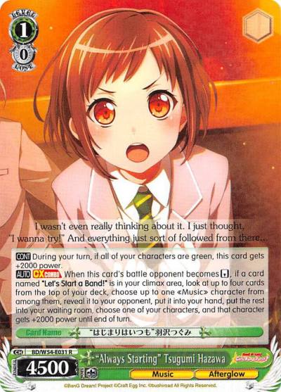 Always Starting Tsugumi Hazawa BD/W54-E031 R BanG Dream! Girls Band Party! Card