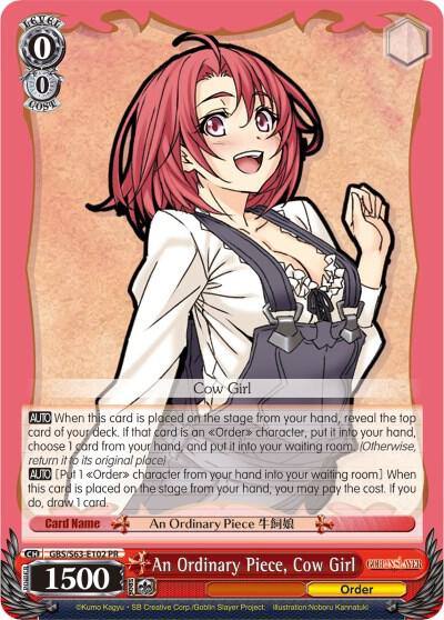 An Ordinary Piece Cow Girl GBS/W63-E102 PR Goblin Slayer Card