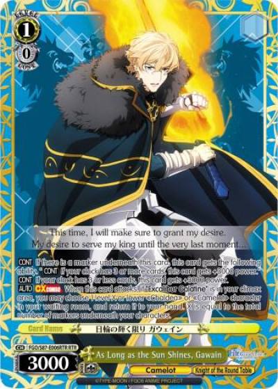 As Long as the Sun Shines Gawain RTR FGO/S87-E006RTR RTR Fate/Grand Order THE MOVIE Divine Realm of the Round Table: Camelot Card