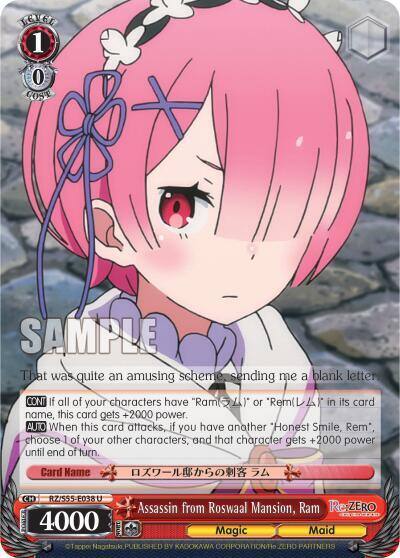 Assassin from Roswaal Mansion Ram RZ/S55-E038 U Re:ZERO Vol.2 Card