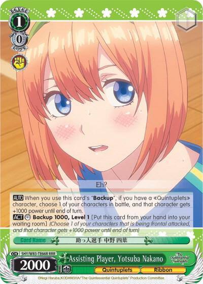 Assisting Player Yotsuba Nakano RRR 5HY/W83-TE66R RRR The Quintessential Quintuplets Card