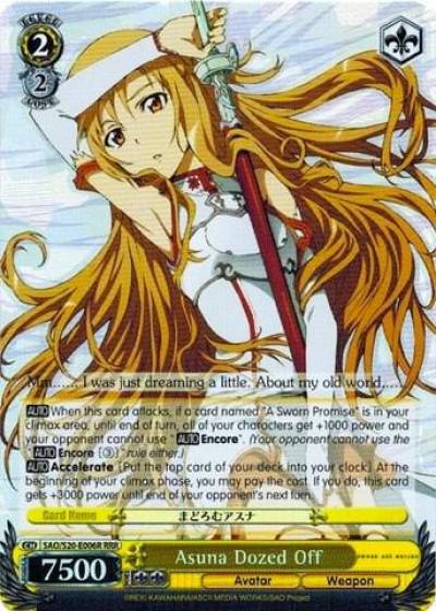 Asuna Dozed Off RRR SAO/S20-E006R RRR Sword Art Online Card