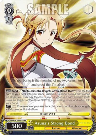 Asunas Strong Bond SAO/SC20-E014 RE Sword Art Online Chronicle Set Card