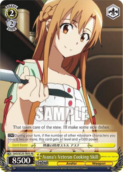 Asunas Veteran Cooking Skill TD SAO/S20-TE05 RE Sword Art Online Chronicle Set Card