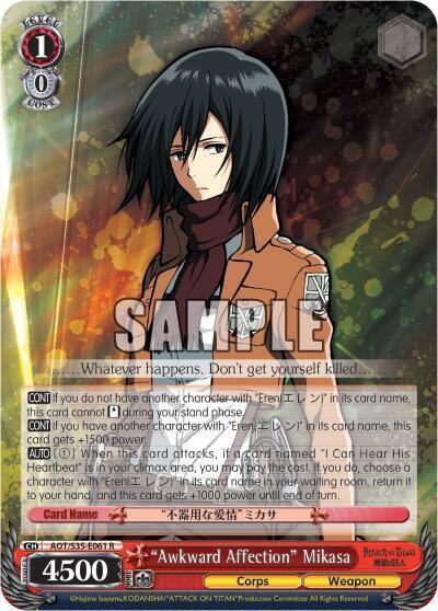 Awkward Affection Mikasa AOT/S35-E061 R Attack on Titan Card