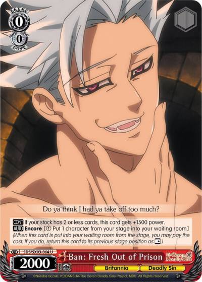 Ban Fresh Out of Prison SDS/SX03-064 U The Seven Deadly Sins Card