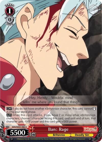 Ban Rage SDS/SX03-066 U The Seven Deadly Sins Card