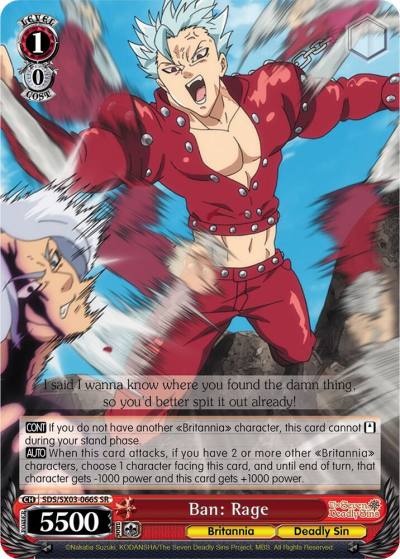 Ban Rage SR SDS/SX03-066S SR The Seven Deadly Sins Card