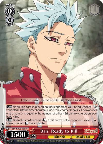 Ban Ready to Kill SDS/SX03-056 R The Seven Deadly Sins Card