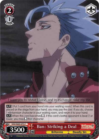 Ban Striking a Deal SDS/SX03-072 C The Seven Deadly Sins Card