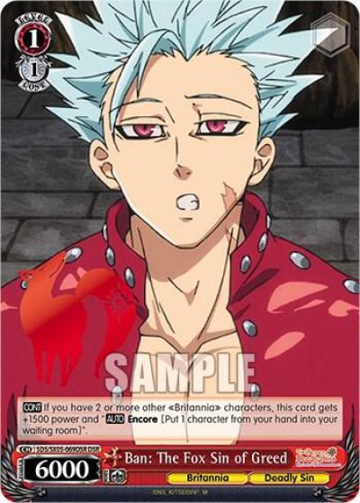 Ban The Fox Sin of Greed DSR SDS/SX05-069DSR DSR The Seven Deadly Sins: Revival of The Commandments Card