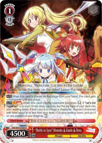 Battle in Sync Momoko and Kaede and Rena MR/W59-E060 R Magia Record: Puella Magi Madoka Magica [Side Story] (Mobile) Card
