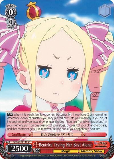 Beatrice Trying Her Best Alone SR RZ/S68-E018S SR Re:ZERO Memory Snow Card