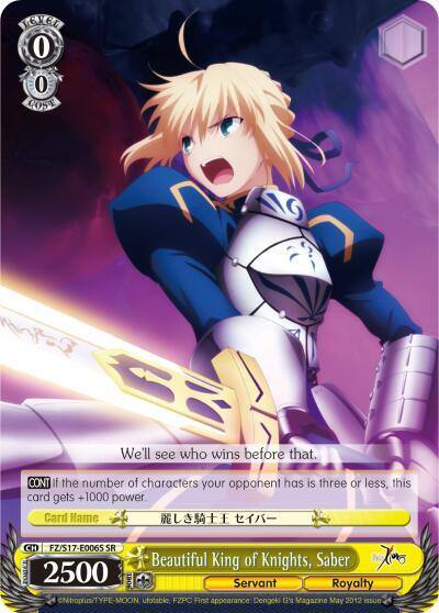 Beautiful King of Knights Saber Alternate Art Promo FZ/S17-E006PR PR Fate/Zero Card