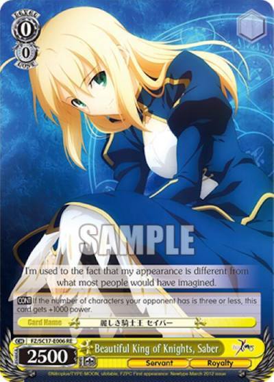 Beautiful King of Knights Saber FZ/SC17-E006 RE Fate/Zero Chronicle Set Card