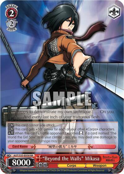 Beyond the Walls Mikasa AOT/S35-E058 RR Attack on Titan Card