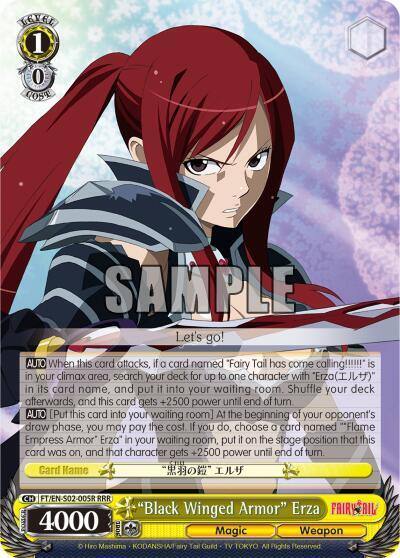 Black Winged Armor Erza RRR FT/EN-S02-005R RRR Fairy Tail ver.E Card