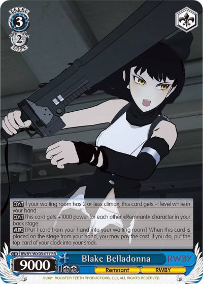 Blake Belladonna RWBY/WX03-077 RR RWBY Card