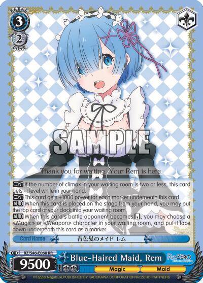 Blue Haired Maid Rem RZ/S46-E060 RR Re:ZERO Card