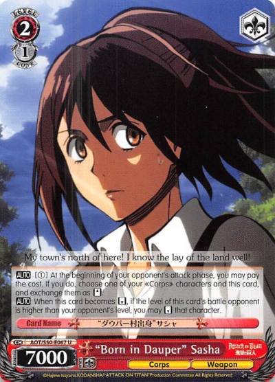 Born in Dauper Sasha AOT/S50-E067 U Attack on Titan Vol. 2 Card