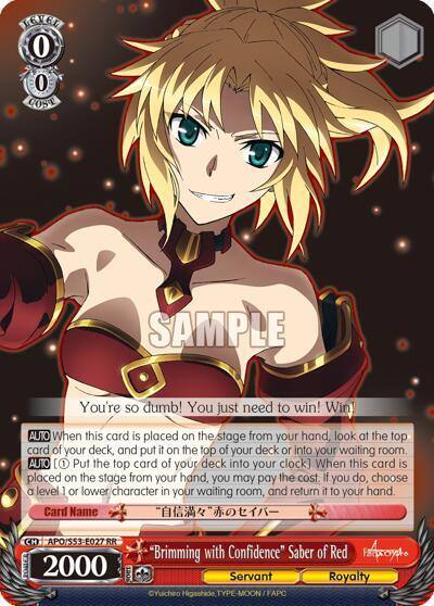 Brimming with Confidence Saber of Red APO/S53-E027 RR Fate/Apocrypha Card