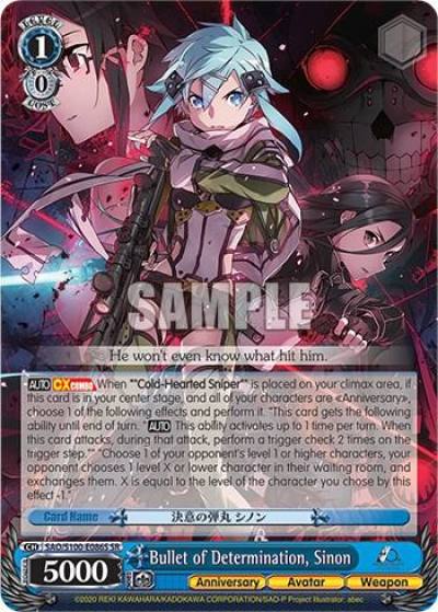 Bullet of Determination Sinon SR SAO/S100-E086S SR Sword Art Online Animation 10th Anniversary Card
