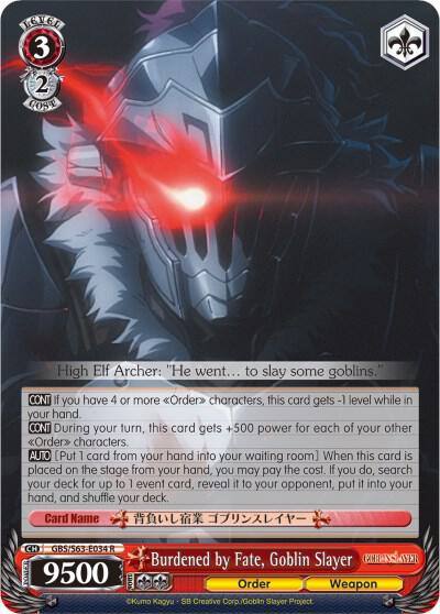 Burdened by Fate Goblin Slayer GBS/S63-E034 R Goblin Slayer Card