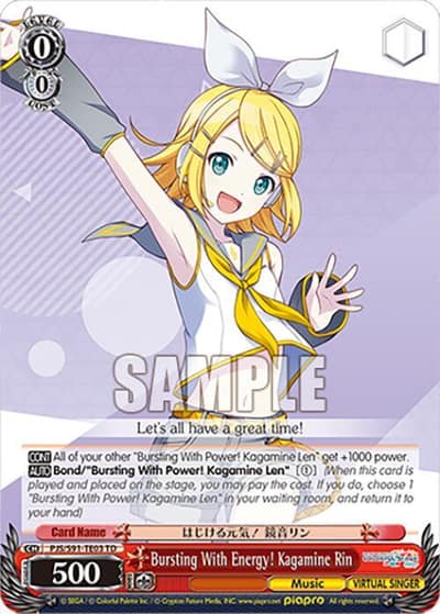 Bursting With Energy! Kagamine Rin (PJS/S91-TE03 TD) PJS/S91-TE03 TD HATSUNE MIKU: COLORFUL STAGE! Weiss Schwarz card