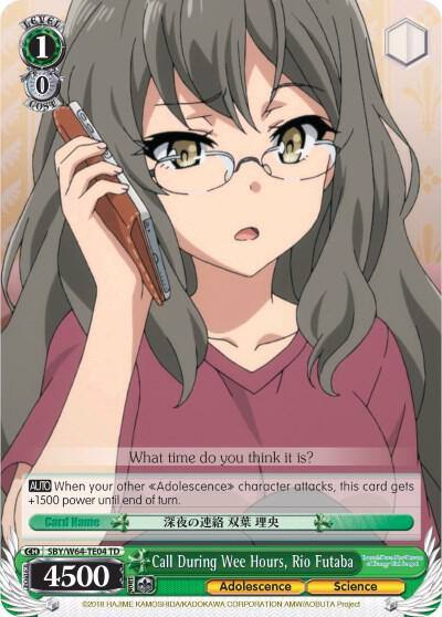 Call During Wee Hours Rio Futaba SBY/W64-TE04 TD Rascal Does Not Dream of Bunny Girl Senpai Card