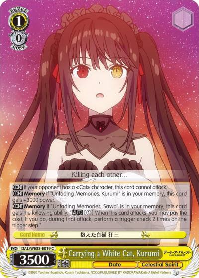 Carrying a White Cat Kurumi DAL/WE33-E019 C Date A Bullet Card