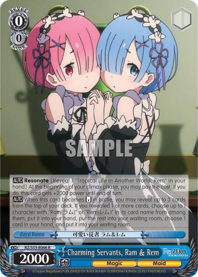 Charming Servants Ram and Rem RZ/S55-E066 R Re:ZERO Vol.2 Card