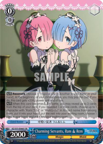 Charming Servants Ram and Rem SR RZ/S55-E066S SR Re:ZERO Vol.2 Card