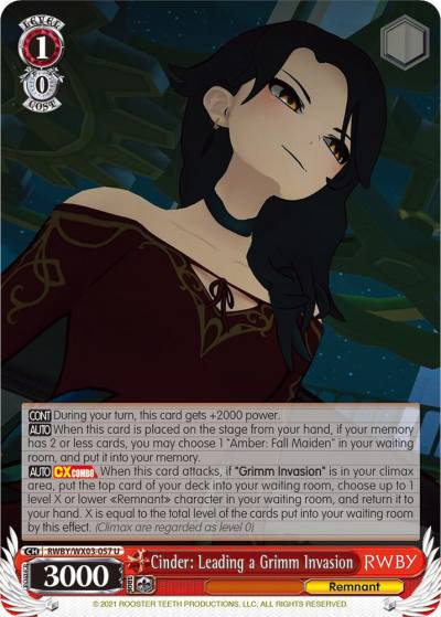 Cinder Leading a Grimm Invasion RWBY/WX03-057 U RWBY Card