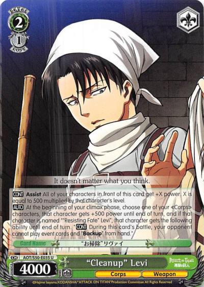 Cleanup Levi AOT/S50-E035 U Attack on Titan Vol. 2 Card