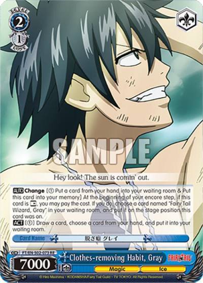 Clothes removing Habit Gray FT/EN-S02-073 R RE Fairy Tail Chronicle Set Card